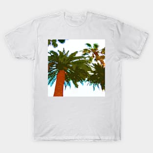 Tropical Palm Trees Looking up  - Watercolor T-Shirt